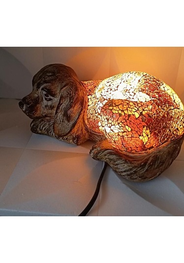 Köpek Mozaik Lamba Yatak Odası Bebek Odası Gece Lambası Masa Üstü Ev Dekorasyon Çok Renkli