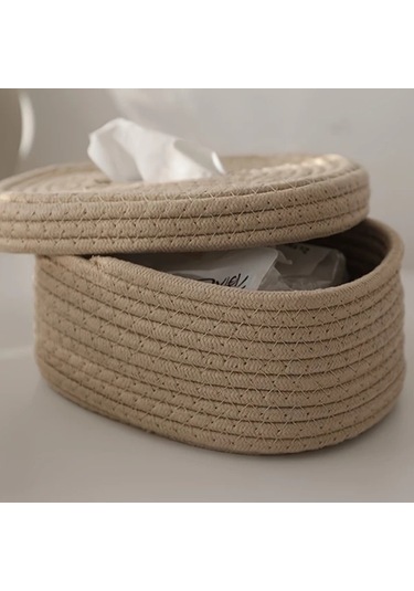 Gateesat Doğal Halat Dokuma Mendil Kutusu Saklama Sepeti Beyaz Kağıt Çekmece Beyaz Kağıt Çekmecesi