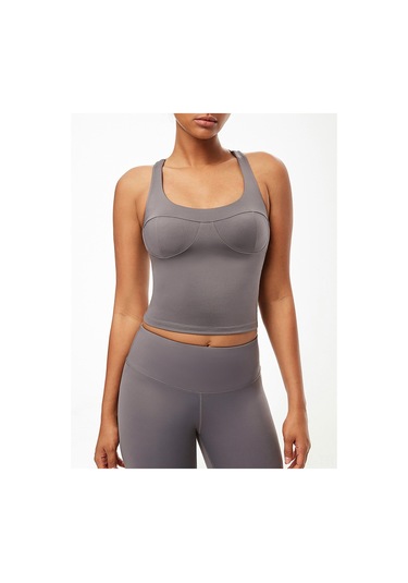 Wezone Kadınlar İçin Hızlı Kuruyan, Nefes Alabilen Çapraz Sırtlı Yoga Atleti Rahat Ve Destekleyici Spor Giyim Gri