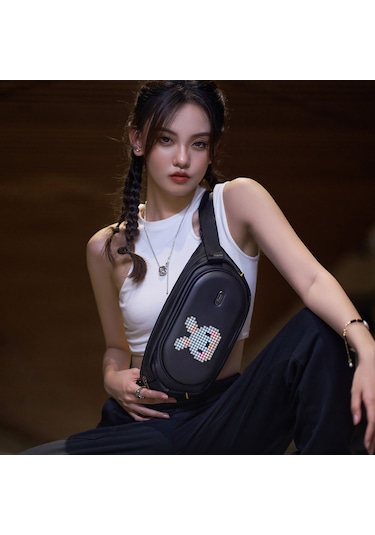 Divoom Pixoo Slingbag-c Siyah Ledli Ekran App Kontrollü Bel Çantası-cross Body, Çapraz Çanta Siyah
