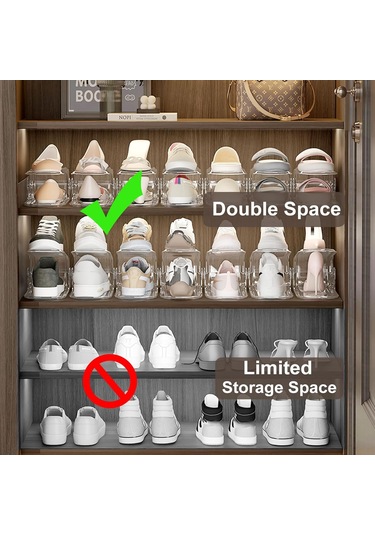 Suofeng Şeffaf Ayarlanabilir Ayakkabı Rafı - Giyim Dolabı Alanını Maksimize Eden Organizatör 1 Adet ŞEFFAF