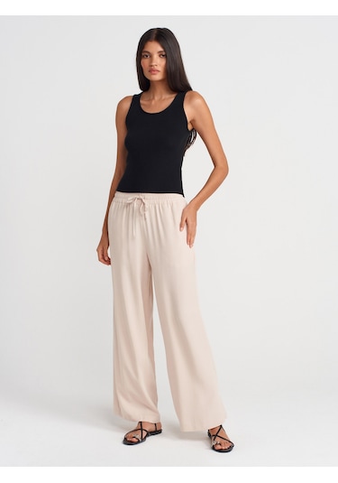 Dilvin 71623 Geniş Paça Pantolon-bej Bej