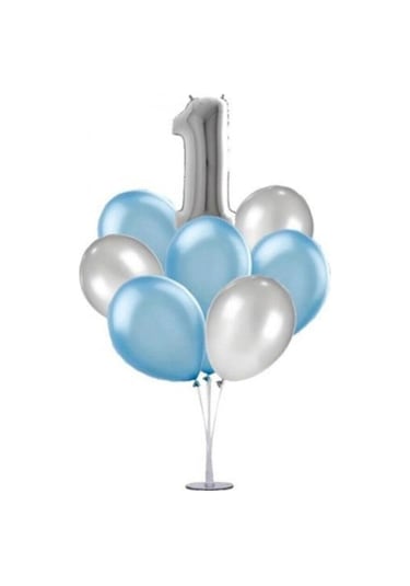 1 Yaş Rakam Folyo Balon Altın Gold 40 CM Balon Stand. 6 Adet Bal