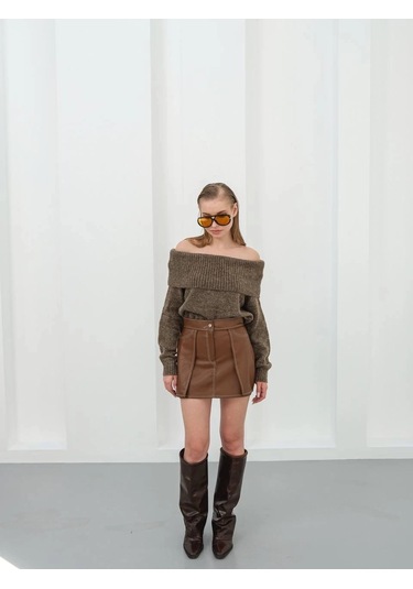Kontrast Deri Etek Kahve W260015 Kahve