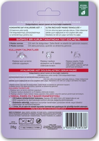 L'Oreal Paris Revitalift Filler Dolgunlaştırıcı Serum Maske 3'lü