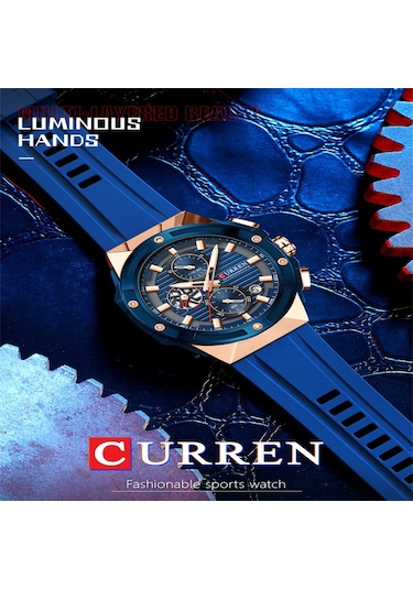 Curren Erkek Saati Açık Hava Eğlence Spor Takvim Kuvars Dairesel Bilek Saati Mavi Diğer