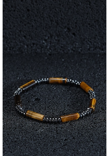 Ssilhoutte Doğaltaş Sertifikalı Erkek & Kadın Doğal Taş Kaplangözü Ve Hematit Hediye Tasarım Bileklik 4mm Kahverengi