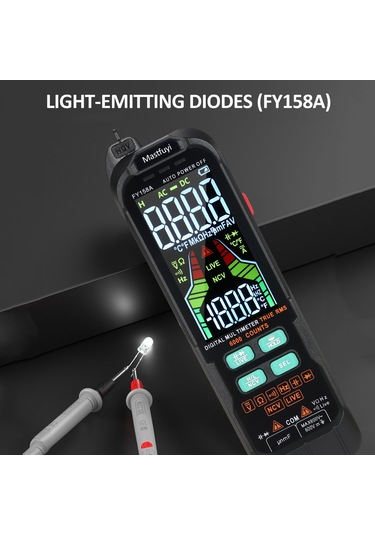 Maiyame Mastfuyi Fy158a Otomatik Dijital Multimetre - Akıllı Elektronik Test Aleti, Ac/dc Gerilim Akım Direnc Ölçer, Taşınabilir Siyah 3 Aaa Pil Yok