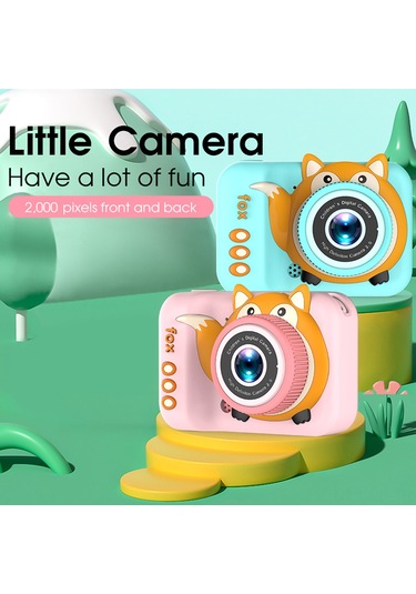 Vkemall Kız Çocukları İçin 20mp Çift Kameralı 720p Video Çekici, 2.0 İnç Ekran, 4x Zoom, Dahili Pil,  Oyuncak Kamera Pembe