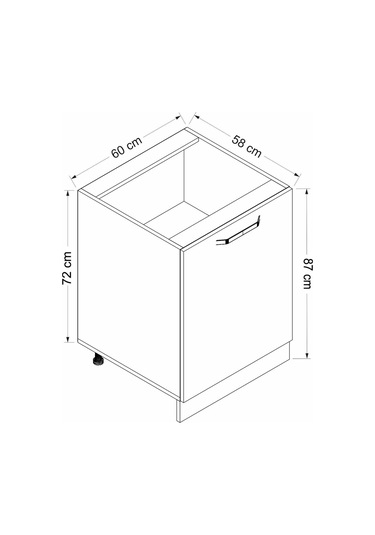 Minar Mutfak Alt Modül 1k1r 60cm Dolap Beyaz - B1