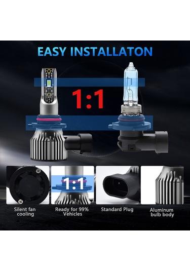 Reedark "120w Süper Parlak Ip68 Su Geçirmez Led Far Ampulü - 12.000lm, 6500k, 50.000 Saat Ömür"