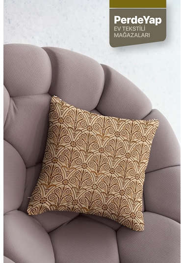 Modern İşlemeli Motifler Desenli 4'lü Kırlent Kılıfı