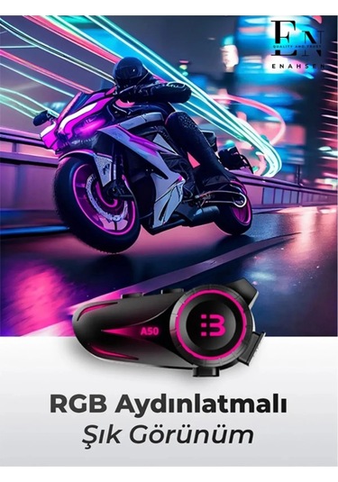Motosiklet İntercom Seti Yeni Sürüm Bluetooth V5.3 Rgb Kask Kulaklığı