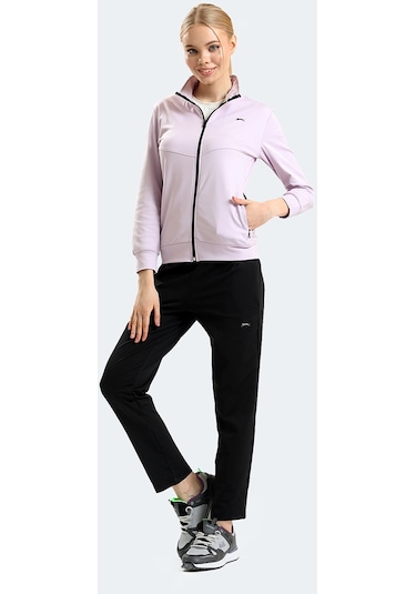 Slazenger RICHMAL Kadın Fermuarlı Dik Yaka Cepli Lila Eşofman Takımı