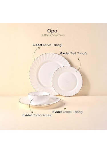 Perotti 17585 Waves Opal 24 Parça 6 Kişilik Yemek Takımı