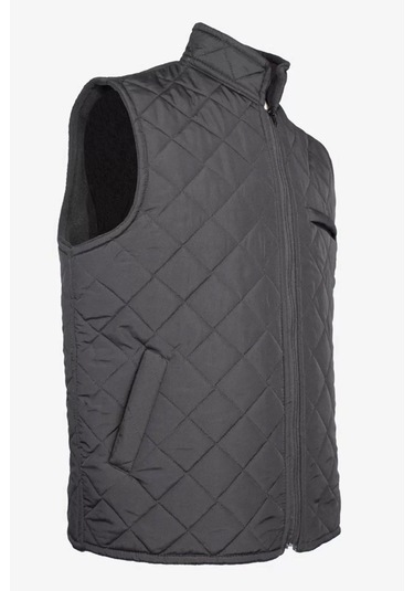 Kışlık Erkek Yelek Kapitone İş Güvenliği Micro Desenli Yeleği Çift Cepli İç Giyim Koruyucu Antrasit