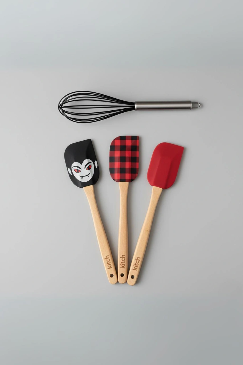 4 Lü Silikon Spatula Ve Çırpıcı Seti Karışık Renk Çok Renkli