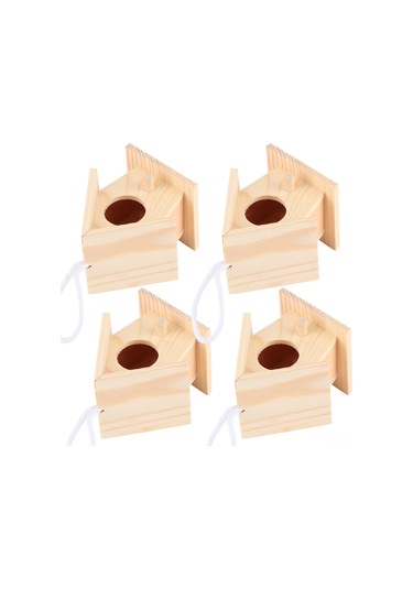 Ximistore9 4 Adet Ağaç Kuş Yuvası, Doğal Platan Ahşap, Bahçe Dekorasyonu, Asma Kordonlu, Güvenli Kuş Barınma