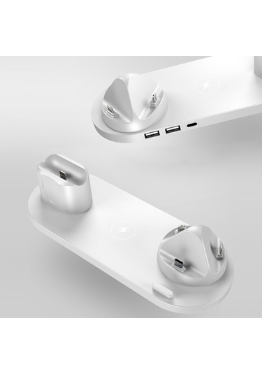 Monyee 15w Qi Hızlı Şarj Desteğiyle 6-1 Kablosuz Şarj İstasyonu, İos/android/iwatch/airpods Uyumlu, Dönebilen Tasarım, Siyah