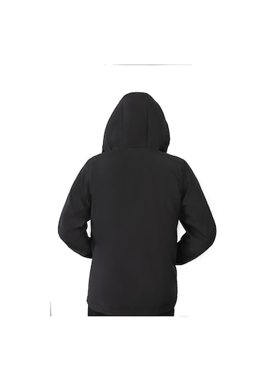 Freemen Erkek Siyah Içi Astarlı Kanguru Cepli Su Ve Rüzgar Geçirmez Kapüşonlu Cepli Yağmurluk Siyah