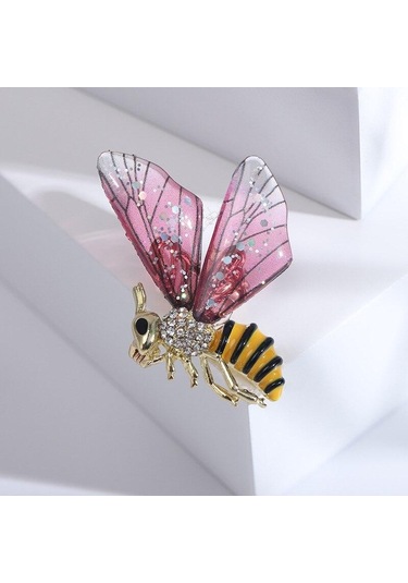 Kırmızı Blucome Trendy Moda Damla Yağ Kakma Rhinestone Arı Broş Çevik Böcek Pin Ceket Takım Elbise Aksesuarları