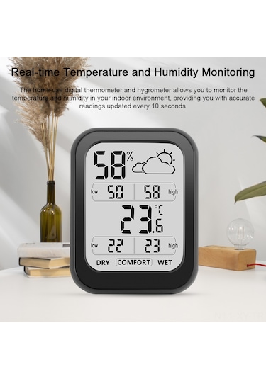 Shineyee Yüksek Hassasiyetli Dijital Sıcaklık Ve Nem Ölçer, Büyük Lcd Ekran, Hava Durumu Göstergeli, Taşınabilir Tasarım