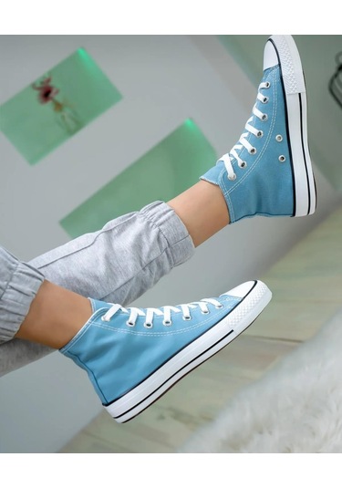 Bağcıklı Unisex Uzun Keten Ayakkabı-turkuaz-119 Turkuaz