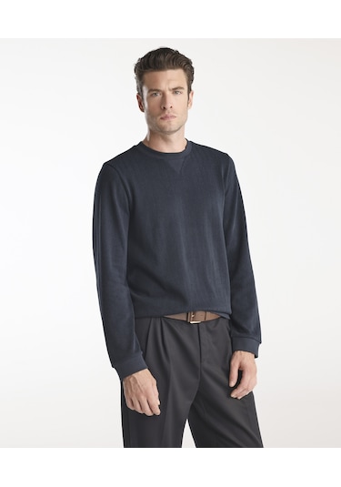 Yargıcı Bisiklet Yaka Uzun Kollu Sweatshirt Lacivert