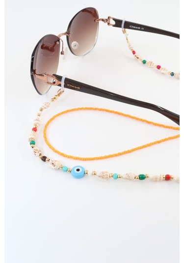 Tasarım Nazar Boncuklu Deniz Kabuklu Gözlük Zinciri. Gözlük İpi. Gözlük İpi Askısı. Gözlük Zinciri. Çok Renkli