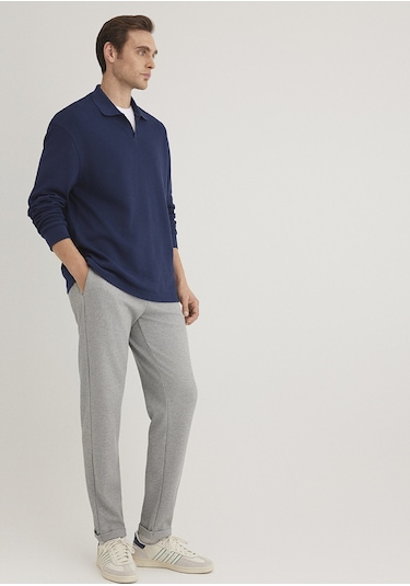 Mavi - Gri Örme Pantolon 0010460-80018 Gri