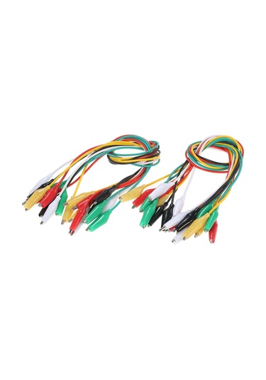 Skycity 20 Adet Renkli Siyah,kırmızı,yeşil,beyaz,sarı 50cm Uzunlukta Test Kablosu, İki Uçlu Alligator Klipsli Tamir Teli