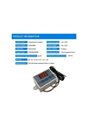 Pazly Xh-w3002 220v 1500w Akıllı Dijital Ekranlı -50 C-110 C Sıcaklık Kontrol Cihazı