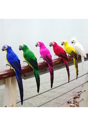 Tenfowee 35cm Sarı Köpük Ve Tüy Simülasyon Papağan - Ev Dekorasyonu, Vitrin Ve Bahçe Süs Eşyası