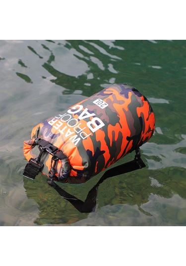 Teltree 2l Oranj Kamuflaj Poliester Su Geçirmez Çanta - Tek/çift Omuzlu, Hafif, Kayak, Bot Turları İçin