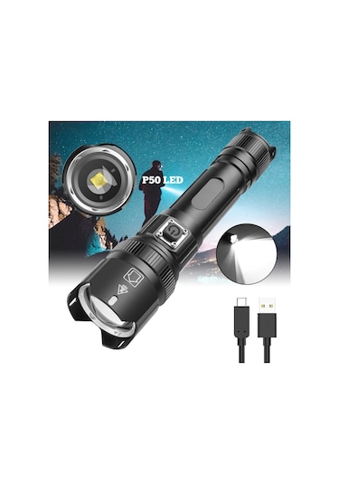 Soulader Şarj Edilebilir Led El Feneri, Yüksek Parlaklık Ve Dayanıklı Torç Işığı, 18650 Pil Desteği, Usb Şarj Özelliği, P99 Model, Uzun Ömürlü Ve Güçlü Aydınlatma Çok Renkli