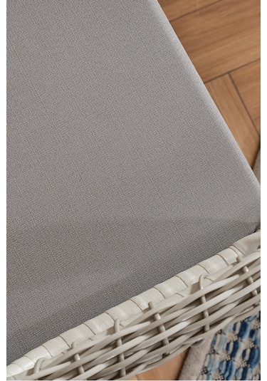 Edra Rattan Puflu Bahçe Balkon Takımı 3+1+1+camı Masa Kemik Rengi Kemik