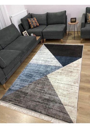 Vera Kaymaz Tabanlı Makinede Yıkanabilir Halı Kilim Yolluk Krem