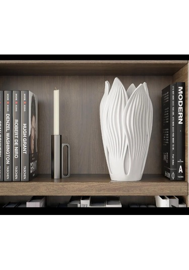 Lotus 3d Modern Tarz Dekoratif Vazo Beyaz
