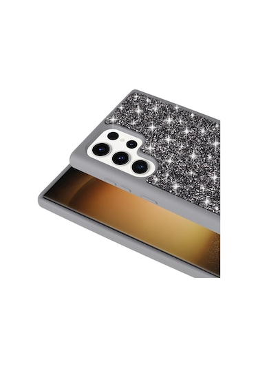 Ardemix Galaxy Uyumlu S22 Ultra Kılıf Parlak Taşlı Tasarım Ardx Pırlanta Kapak - Beyaz Beyaz