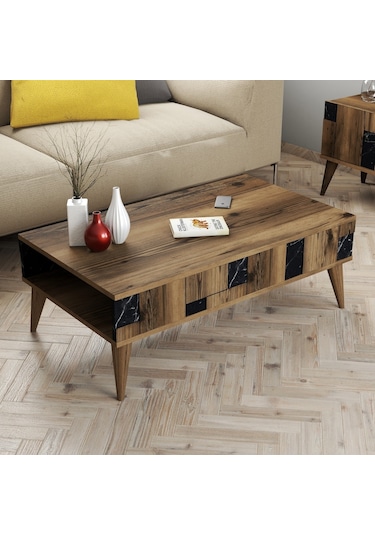 Variant Madrid Orta Sehpa - Ceviz / Siyah Mermer