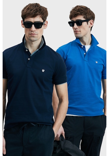 Lufian Erkek T Shirt 111040206s2 Lacivert-saks Lacivert - Saks