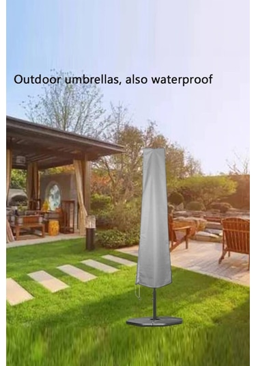 Nappe Gri Su Geçirmez Bahçe Şemsiye Koruma Örtüsü Plaj Çadırı Toz Yağmur Kir Önleyici Şemsiye Kılıfı