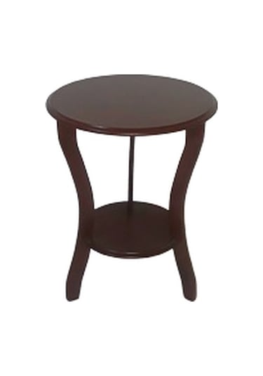 Üç Ayak Fiskos Çiçeklik Sehpa Parlak Ceviz Lake Boya Çift Kat Ahş