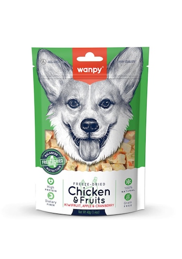 Wanpy Dondurularak Kurutulmuş Tavuk & Meyve Köpek Ödülü 40 G