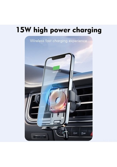 Besthome1 15w Hızlı Şarjlı Otomatik Açılır Kapanır Araç Telefon Tutucu Siyah Siyah