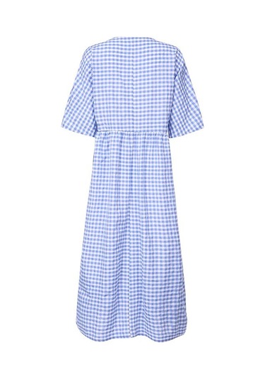 Lacivert Zanzea Bayan Kareli Ekose O Yaka Günlük Gevşek Uzun Elbise S Lacivert