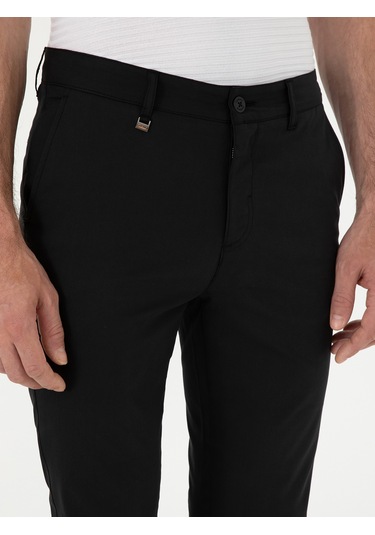Cacharel Siyah Slim Fit Kanvas Pantolon