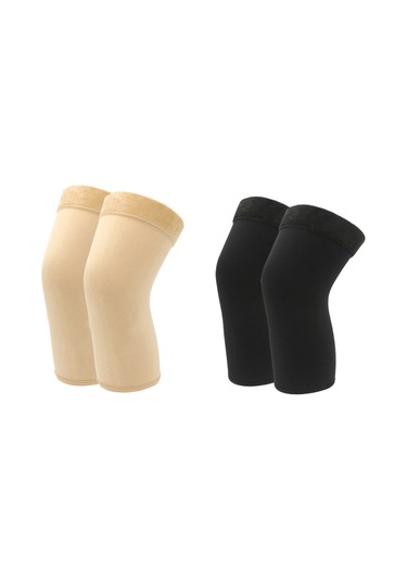 Yuntech01 Kadınlar İçin Sıcak Tutan Esnek Dizlik - Kışlık Koruma Siyah, Çift Siyah