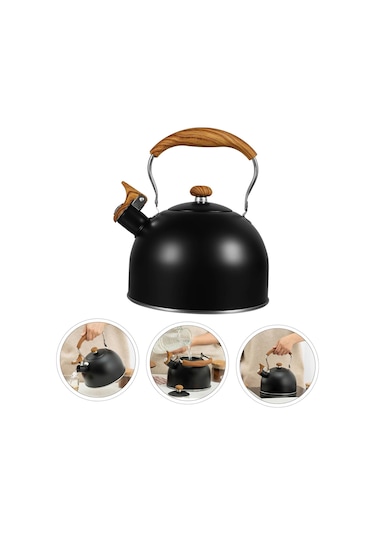 Valkyrie 3l Düdüklü Kettle Su Isıtıcı Çaydanlık Paslanmaz Çelik Yüksek Islıklı Siyah Siyah