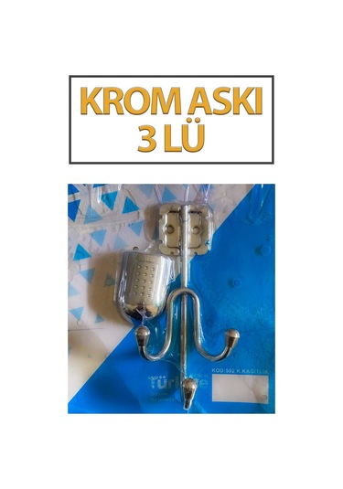 3 Lü Krom Duvar Askısı Birleşik Model Banyo Mutfak Havlu Askılığı Gümüş
